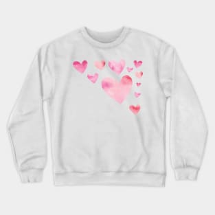 Pink Watercolor Hearts Valentines Design Crewneck Sweatshirt